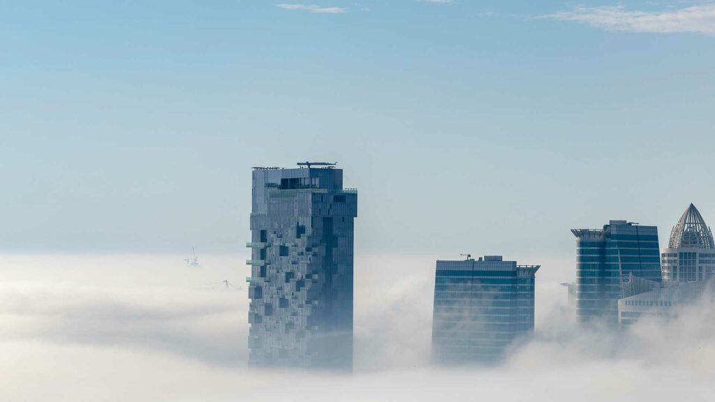 Buildings in the clouds