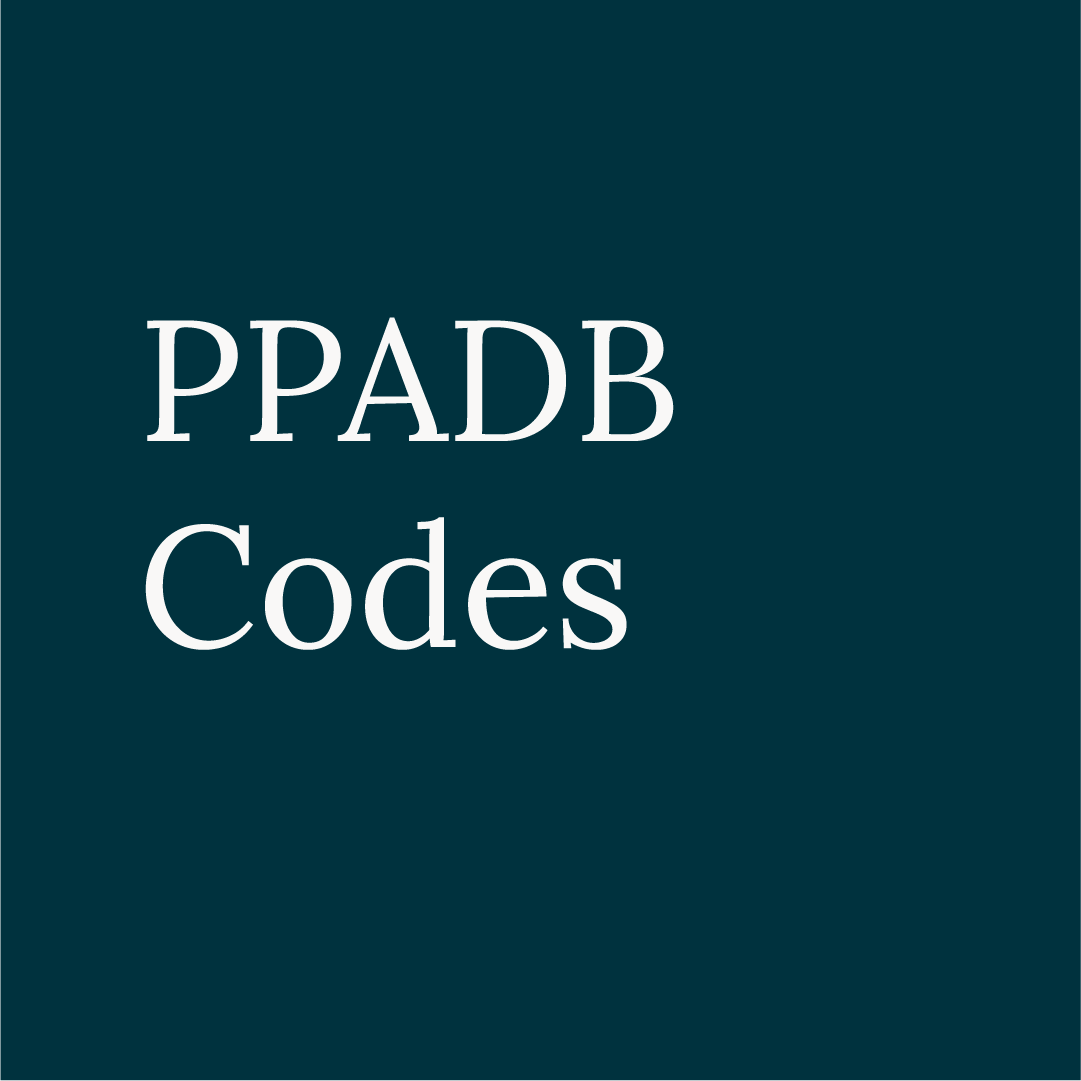Text  ppadb codes on blue background