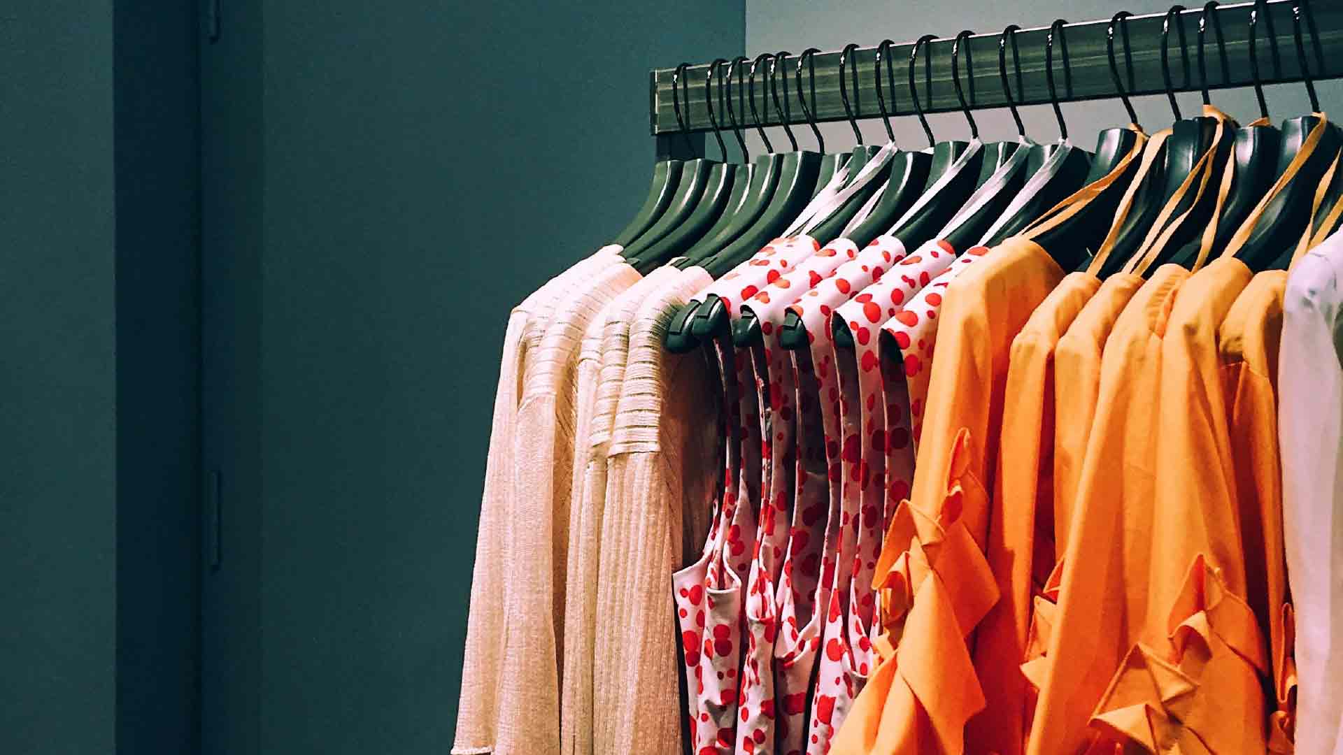 Clothing hanging on a rack