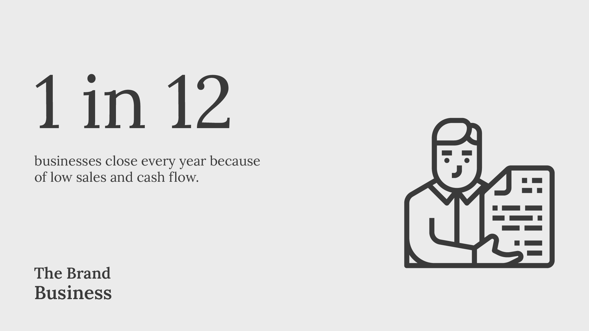 Business statistics studies show that 1 in 12 businesses close every year because of low sales and cash flow