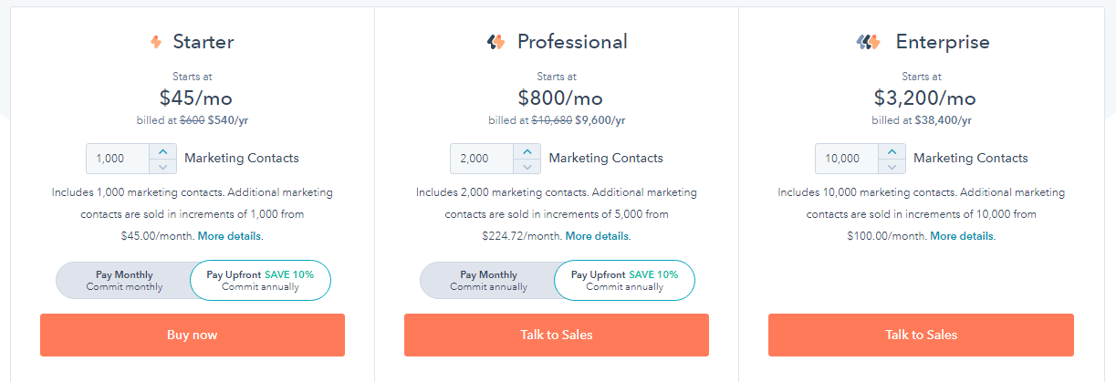 Pricing hubspot