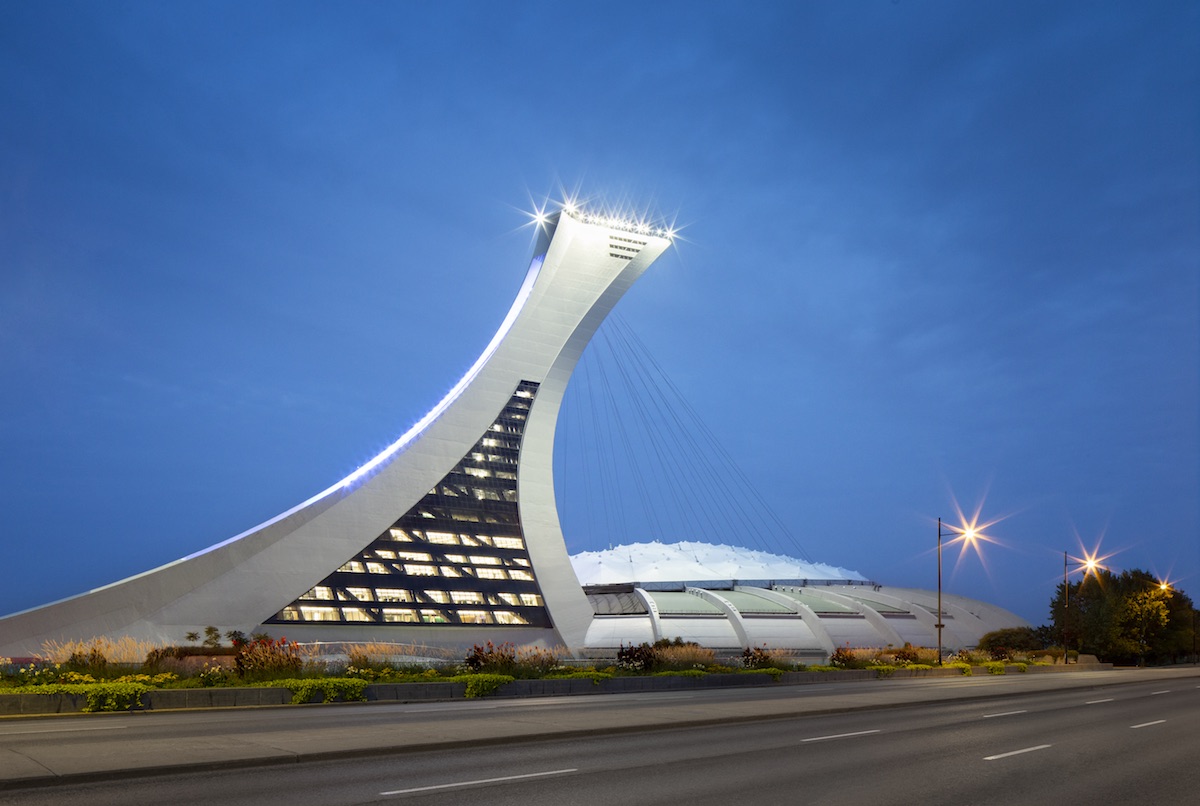 Olympic Tower Montreal Exterior night
