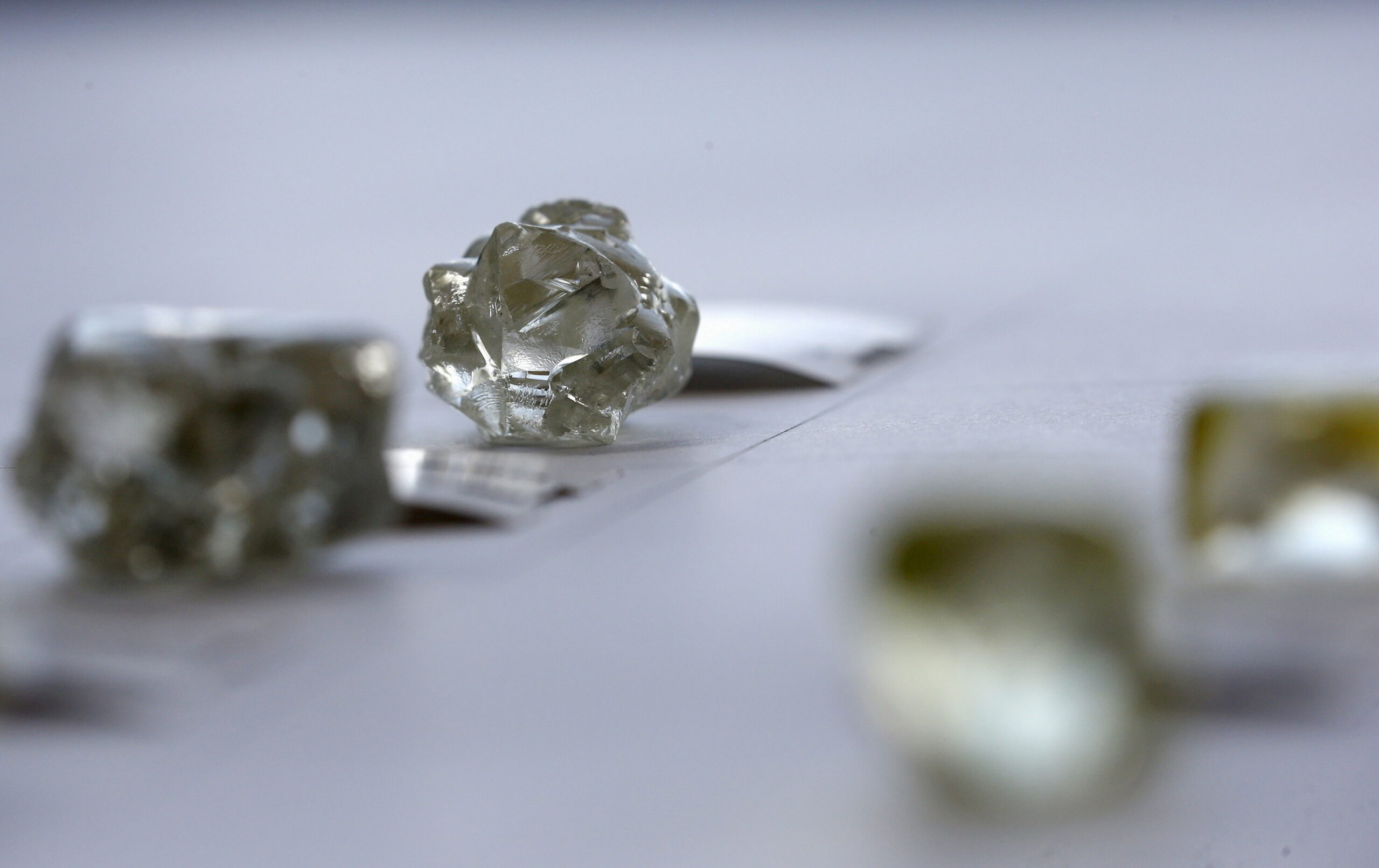 Diamonds are displayed at the de beers global sightholder sales gss in gaborone
