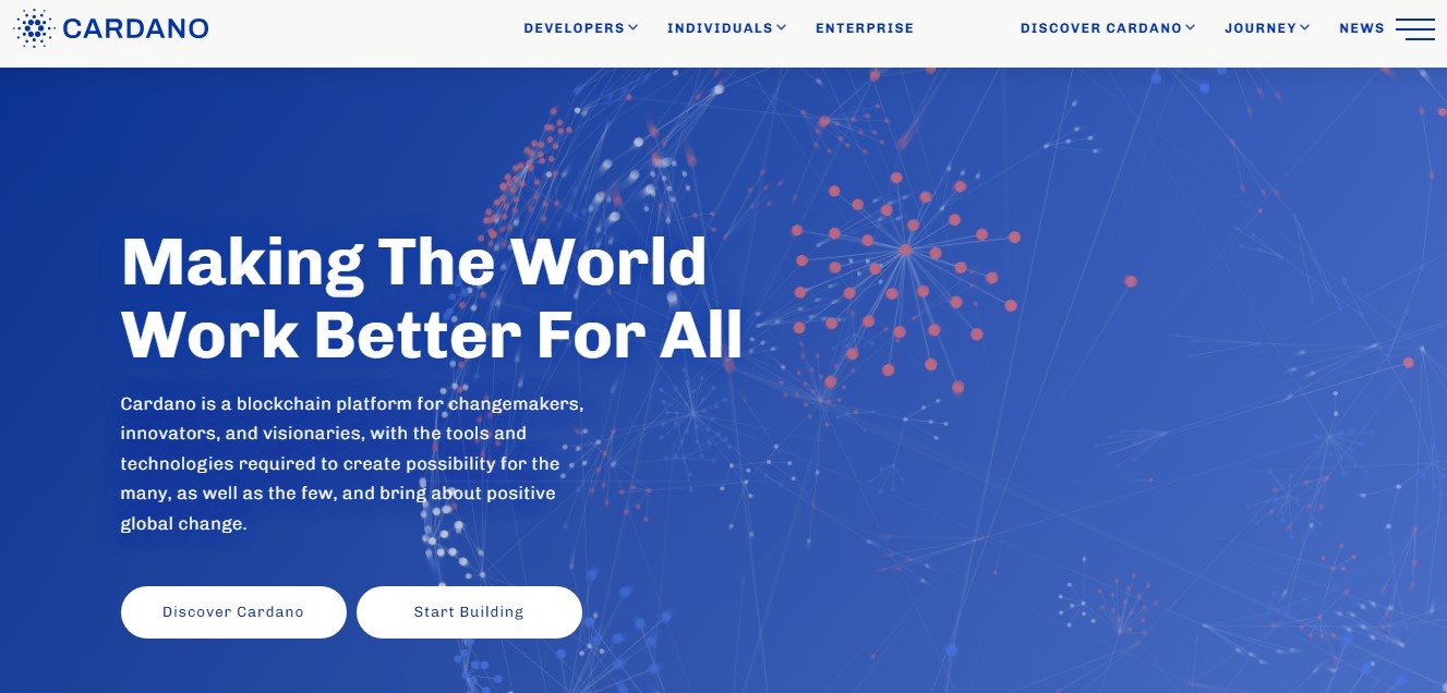 Cardano blockchain platform concept