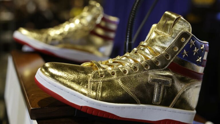 Former President Trump introduced his new line of signature shoes at Sneaker Con at the Philadelphia Convention Center on Feb. 17, 2024, in Philadelphia, Pennsylvania.