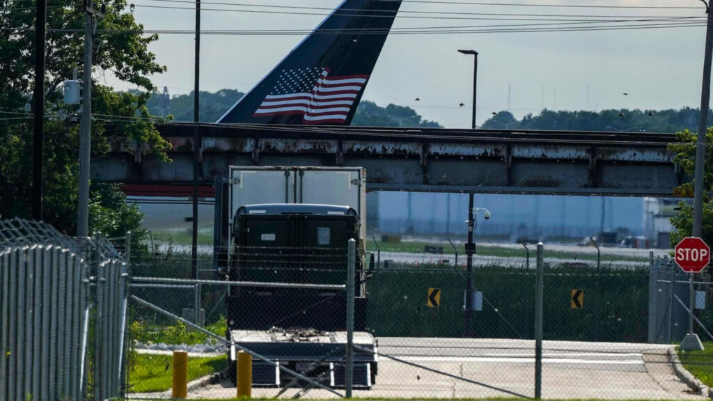 Republican presidential candidate and former us president donald trump arrives at milwaukee mitchell international airport a day after he survived an assassination attempt at a rally in butler pennsylvania in milwaukee wisconsin us july 14 2024