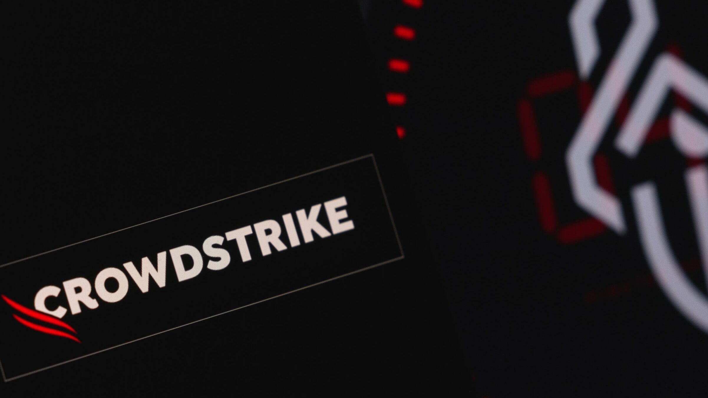 Crowdstrike logo on screen related to global outage caused by defective update