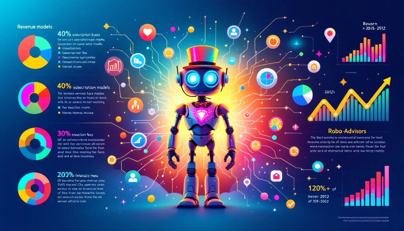 An illustration depicting robo advisors and automated services in the fintech sector