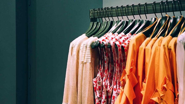 Clothing hanging on a rack