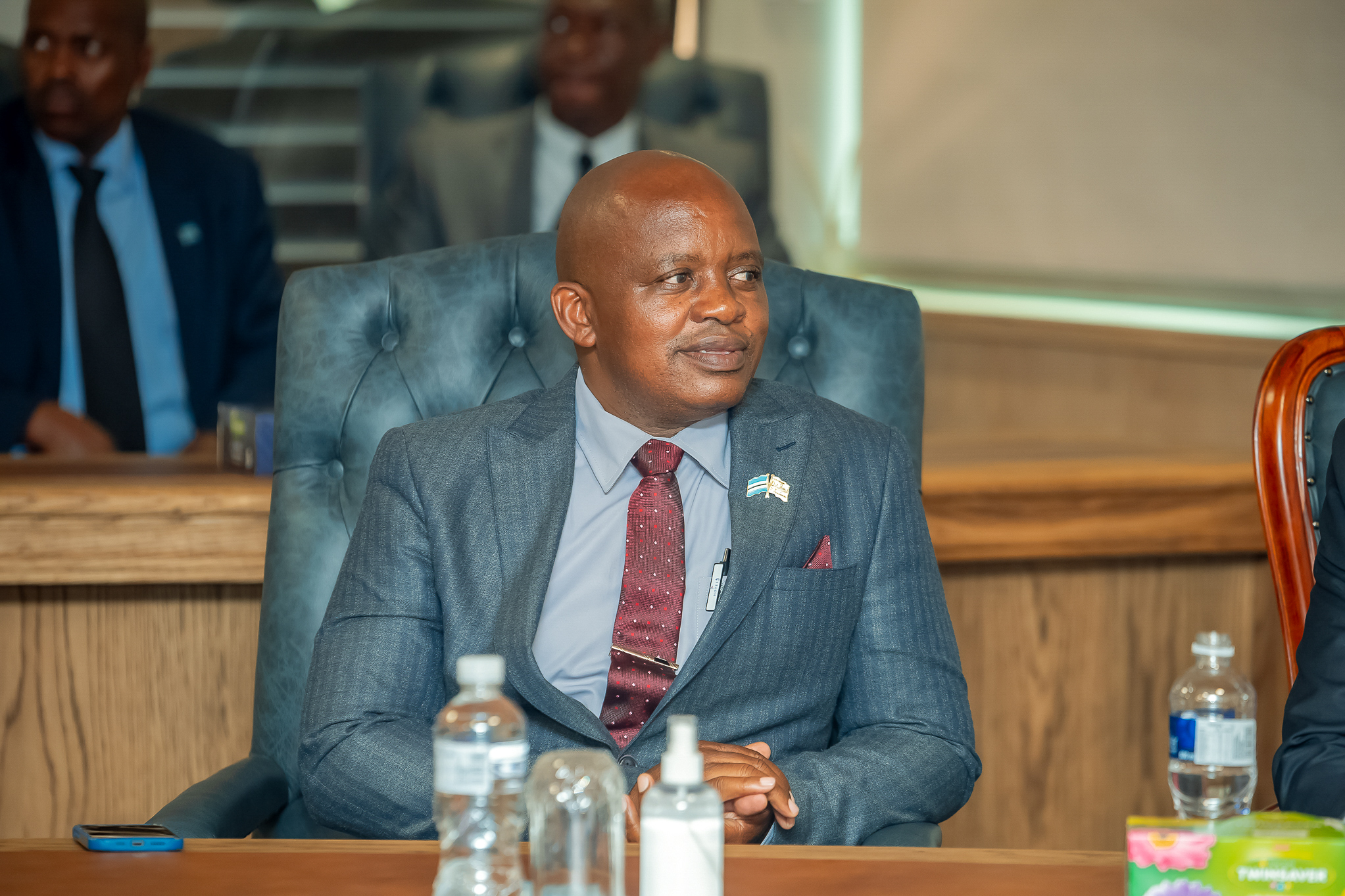 Minister of Justice and Correctional Services Nelson Ramaotwana at Swearing-In Ceremony | Brimco Minister of justice and correctional services nelson ramaotwana of botswana seated during the swearing in of new cabinet ministers