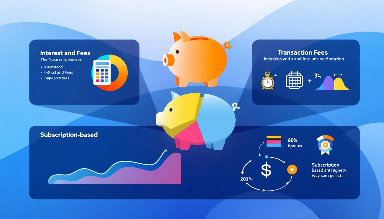 A visual representation of different fintech business models illustrating how fintechs make money