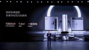 Byd chairman wang chuanfu presents all liquid cooled megawatt ev charging system on stage