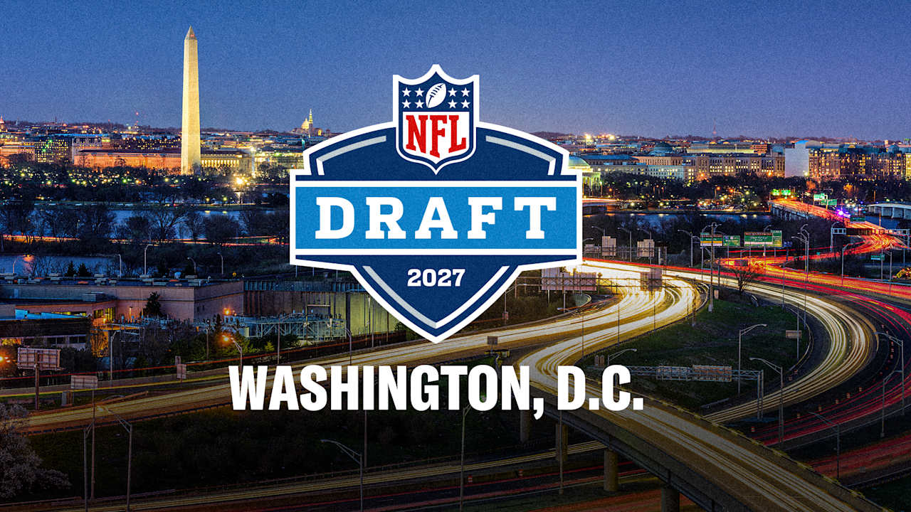 NFL Draft 2027 to Be Held in Washington DC | Brimco Nfl draft 2027 logo over a night view of washington d C With the washington monument in the background