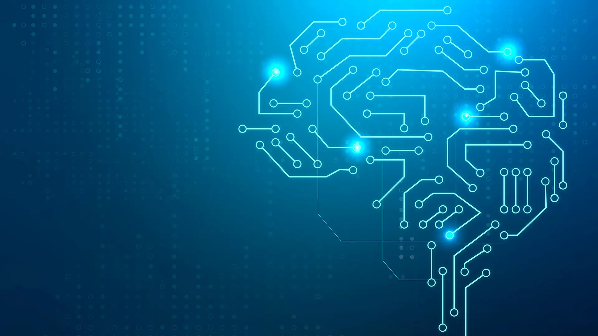 Futuristic ai brain circuitry visual on a digital grid