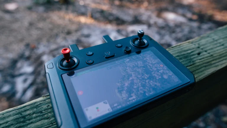 Drone controller with live gps mapping screen used for environmental monitoring