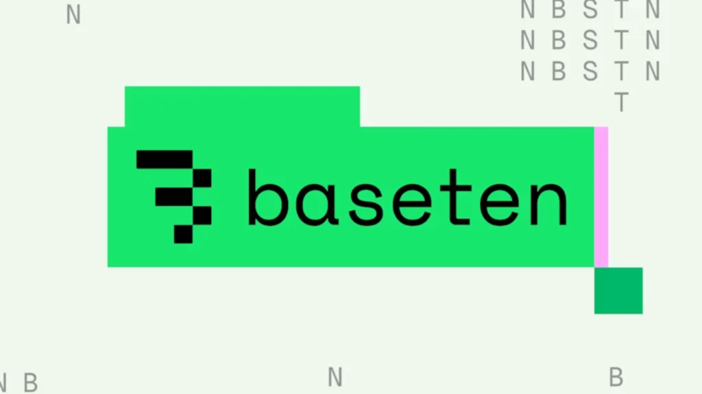 Baseten Logo AI Inference Infrastructure Platform | Brimco Baseten logo displayed on a green background featuring the baseten wordmark and stylized icon associated with ai inference infrastructure