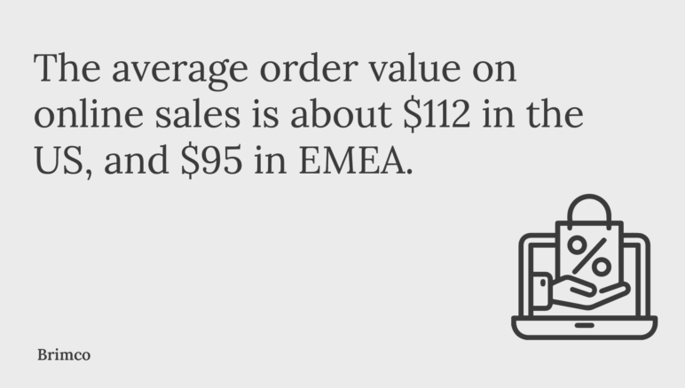 The average order value on online sales